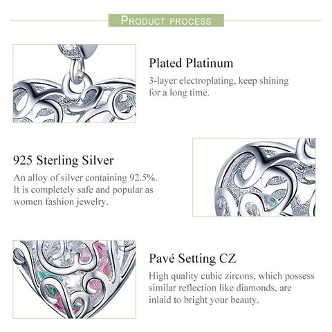 Love Heart Charm Bracelet Charm 925 Silver Charm European style Bracelet, Necklace Love Heart Love Jewelry, Love Gift
