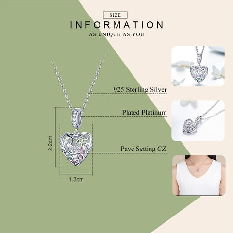 Love Heart Charm Bracelet Charm 925 Silver Charm European style Bracelet, Necklace Love Heart Love Jewelry, Love Gift