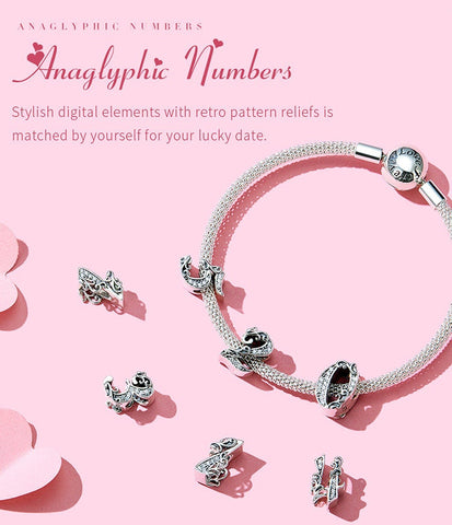 Individual numbers 0-9 Birthday Anniversary Charm 925 Silver Charm Necklace Charm, 925 Charm, Gifts for her