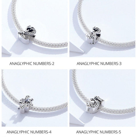 Individual numbers 0-9 Birthday Anniversary Charm 925 Silver Charm Necklace Charm, 925 Charm, Gifts for her