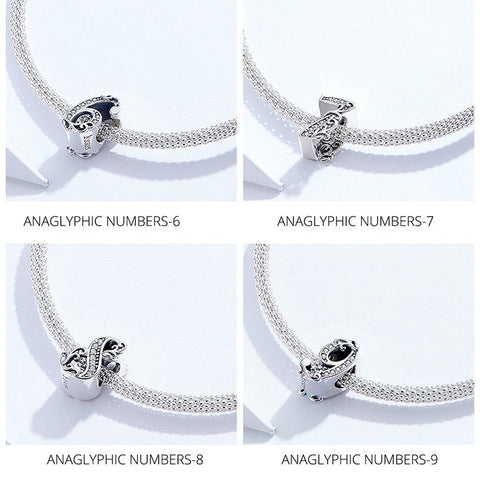 Individual numbers 0-9 Birthday Anniversary Charm 925 Silver Charm Necklace Charm, 925 Charm, Gifts for her