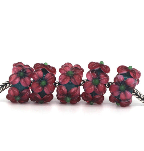 3D Colorful Flowers Murano Glass Beads charm Charm European style Bracelet , Necklace Charm, Gifts for her Spacer charm