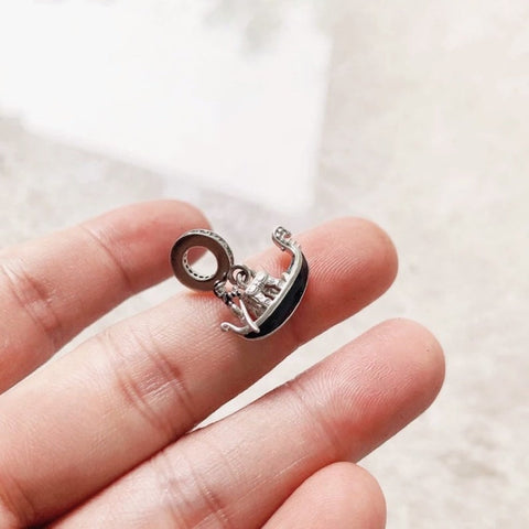 Venice Gondola Boat Charm 925 Sterling Silver, Venice Italy Travel Vacation Jewelry, Venice Italy Souvenir Keepsake