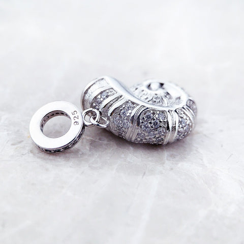 Conch Sea shell Sea 925 Silver Charm European style Bracelet Necklace Charm, 925 Charm, Gifts for her