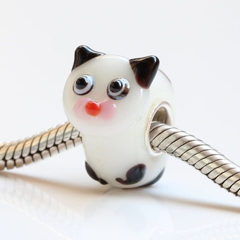 Animal Cute Cat Murano Glass Beads charm Charm European style Bracelet , Necklace Charm, Gifts for her Spacer charm
