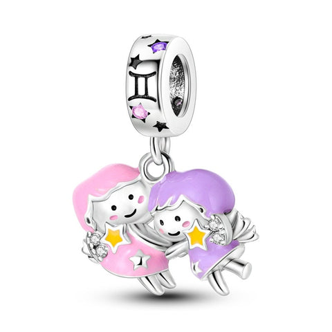 Gemini Constellation Birth month Charms Constellation month Multi Color Silver Birth Month Cute Charm Fluorescent Charm