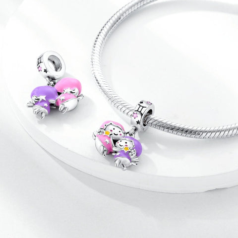 Gemini Constellation Birth month Charms Constellation month Multi Color Silver Birth Month Cute Charm Fluorescent Charm