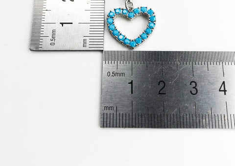 Heart With Blue Stones Charm fit Bracelet, 925 Sterling Silver Heart, Love heart Jewelry Keepsake Gift-Lovers gift