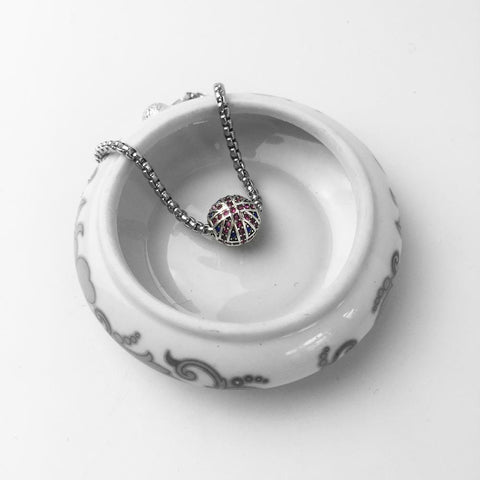 CZ Ball UK Flag Charm Pendant Beads charm Charm European style Bracelet , Necklace Charm, Gifts for her Spacer charm