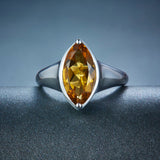 Natural Brown-yellow Quarts  Gemstone Ring Solid 925 Sterling silver ring for women Size 6 L 1|2 51.9mm