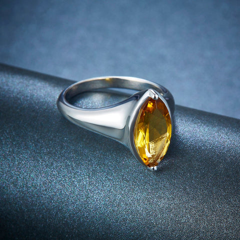 Natural Brown-yellow Quarts  Gemstone Ring Solid 925 Sterling silver ring for women Size 6 L 1|2 51.9mm