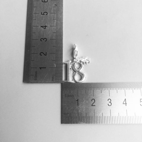 18th Birthday Celebration with Lobster Claw , 925 Sterling Silver 18th Birthday Dangle Charm Landmark Birthday - Fits all Charm Bracelets