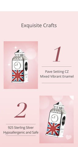 Travel Londn charm Big Ben Charm 925 Sterling Silver, London Travel Vacation Jewelry, United Kingdom Souvenir Keepsake London charm