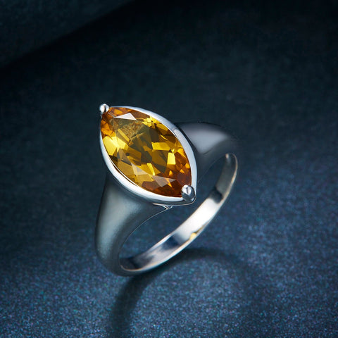 Natural Brown-yellow Quarts  Gemstone Ring Solid 925 Sterling silver ring for women Size 6 L 1|2 51.9mm