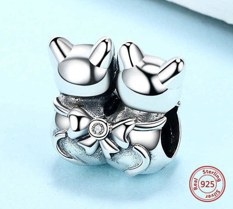 Cat Best Friend Charm pendant solid 925 sterling Silver Charm European style Bracelet Necklace Kitten Charm