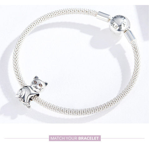 Cute Baby Cat Charm European style Bracelets, 925 Sterling Silver, Kitten Charm, Cat Mom|Lover Gift, Cat Memorial Gift, Cat Keepsake