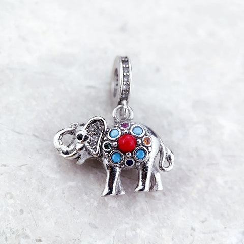 Elephant Charm fit Bracelet, 925 Sterling Silver Heart, Love heart Jewelry Keepsake Gift Elephant gift