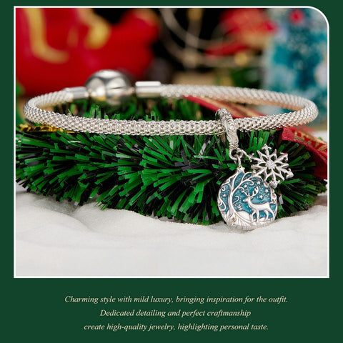 Snowflake charm Glow in the Dark Charm European style Bracelet, 925 Sterling Silver, snowflake Keepsake, Christmas Charm