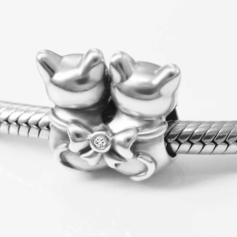 Cat Best Friend Charm pendant solid 925 sterling Silver Charm European style Bracelet Necklace Kitten Charm