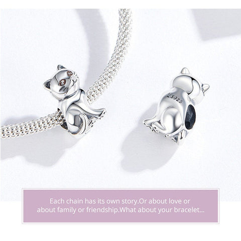 Cute Baby Cat Charm European style Bracelets, 925 Sterling Silver, Kitten Charm, Cat Mom|Lover Gift, Cat Memorial Gift, Cat Keepsake