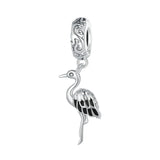 Stork Charm,Heron charm, Bird charm, Garden Charms 925 Silver Charm European style Bracelet , Necklace Charm, 925 Charm, Gifts for her