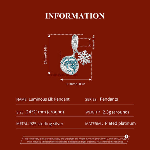 Snowflake charm Glow in the Dark Charm European style Bracelet, 925 Sterling Silver, snowflake Keepsake, Christmas Charm