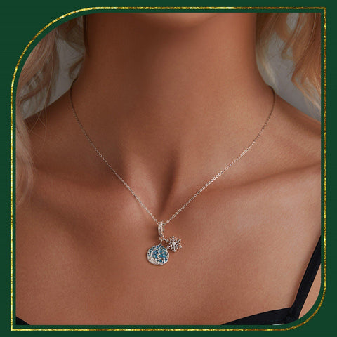 Snowflake charm Glow in the Dark Charm European style Bracelet, 925 Sterling Silver, snowflake Keepsake, Christmas Charm