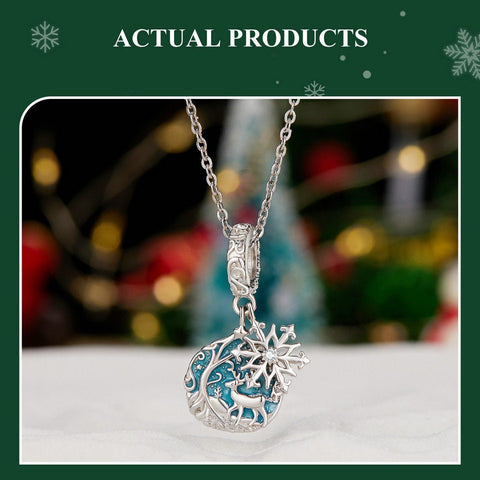 Snowflake charm Glow in the Dark Charm European style Bracelet, 925 Sterling Silver, snowflake Keepsake, Christmas Charm