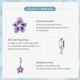 Purple Pansy Flower charm, Flower Iris 925 Silver Charm European style Bracelet , Necklace Charm, 925 Charm, Gifts for her