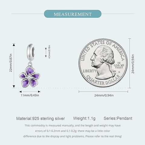 Purple Pansy Flower charm, Flower Iris 925 Silver Charm European style Bracelet , Necklace Charm, 925 Charm, Gifts for her