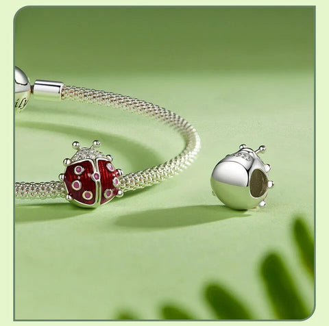 Luminous Red Ladybug 925 Silver Charm European style Bracelet, Necklace Charm, 925 Charm, Gifts for her Bug Charm, Ladybug Charm