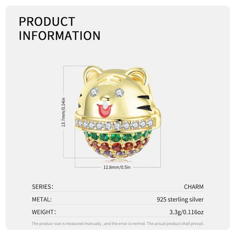 Lucky Tigers Charm Genuine 925 Sterling Silver Animal Lover Gift, Safari Jewelry, Tiger cub Keepsake