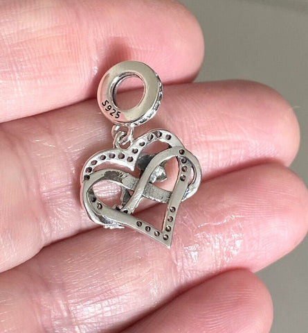 Mother & Daughter Heart Charm Brand New S925 Sterling Silver Heart Charm Charm Fits all Charm Bracelets