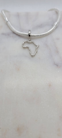 Silver Africa African Map Heart Charm 925 Silver Charm European style Bracelet Necklace Charm 925 Charm Africa charm South African charm