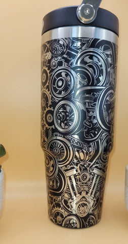Car Parts, auto Mechanic, auto gear Laser Engraved Custom Seamless 30oz Double Wall Insulated Tumbler