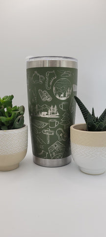 Camping gift Laser Engraved 20oz Double Wall Insulated Tumbler Travel mug,Gift for camper, mobile home, hiking, adventure travel