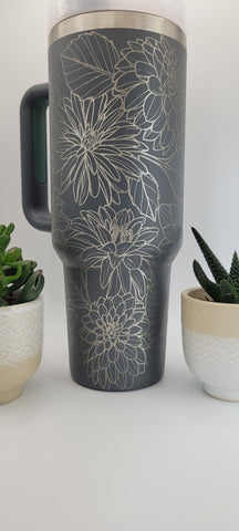 Flowers Dahlias, garden gift 40oz Double Wall Insulated Tumbler with Handles Gift for mom, Granny, sister, Niece, Teacher gift