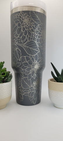 Flowers Dahlias, garden gift 40oz Double Wall Insulated Tumbler with Handles Gift for mom, Granny, sister, Niece, Teacher gift