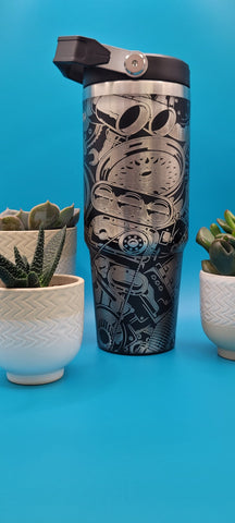 Car Parts, auto Mechanic, auto gear Laser Engraved Custom Seamless 30oz Double Wall Insulated Tumbler