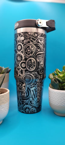Car Parts, auto Mechanic, auto gear Laser Engraved Custom Seamless 30oz Double Wall Insulated Tumbler