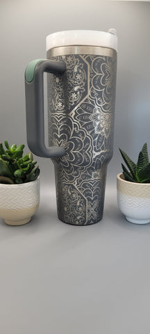 Swear Words Mandala, Mandala F*ck Mandala 40oz Double Wall Insulated Tumbler with Handles Gift for mom, Granny, sister, Teacher gift