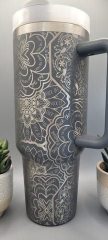 Swear Words Mandala, Mandala F*ck Mandala 40oz Double Wall Insulated Tumbler with Handles Gift for mom, Granny, sister, Teacher gift