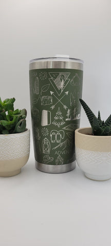 Camping gift Laser Engraved 20oz Double Wall Insulated Tumbler Travel mug,Gift for camper, mobile home, hiking, adventure travel