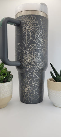 Flowers Dahlias, garden gift 40oz Double Wall Insulated Tumbler with Handles Gift for mom, Granny, sister, Niece, Teacher gift