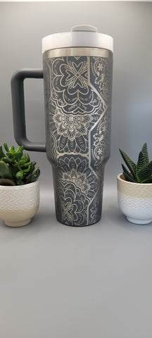 Swear Words Mandala, Mandala F*ck Mandala 40oz Double Wall Insulated Tumbler with Handles Gift for mom, Granny, sister, Teacher gift