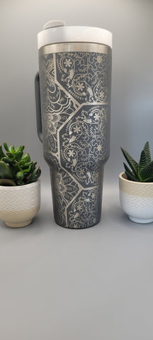 Swear Words Mandala, Mandala F*ck Mandala 40oz Double Wall Insulated Tumbler with Handles Gift for mom, Granny, sister, Teacher gift