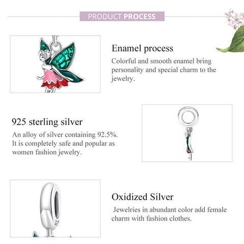 Magical Fairy Elf Charm European style Bracelets, 925 Sterling Silver, Fairy Elf Jewelry, Fairy Elf Necklace Pendant, Fantasy Jewelry Gift