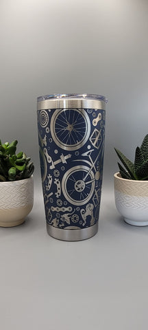 Bike, Bicycle, Cyclist, adventure Laser Engraved 20oz Double Wall Insulated Tumbler Travel mug, Gift for mum,daughter, sister, dad, cycle