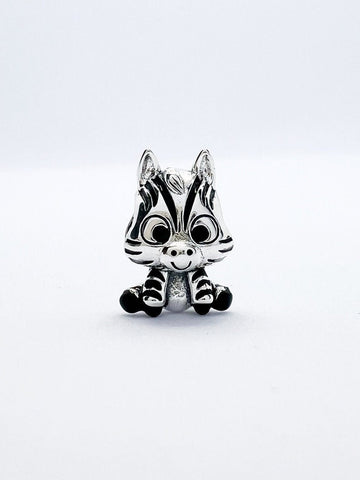 African Zebra Baby Animal Bead Charm Made From Sterling Silver 925 And Enamel - Compatible With European Charm Bracelets