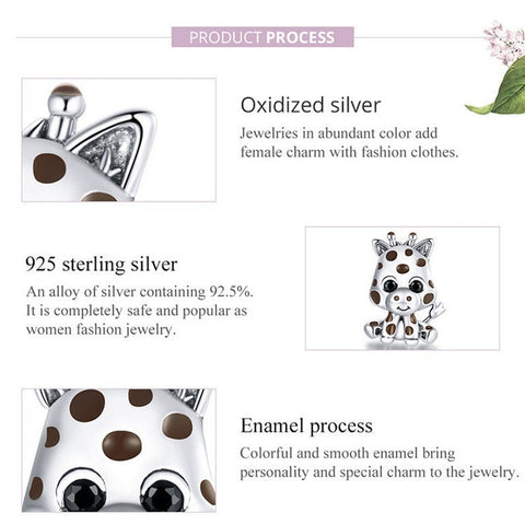 Giraffe 925 Silver Charm Fits European Bracelet , Necklace African Giraffe Charm, Giraffe Charm, European Charm, 925 Charm, Gifts for her